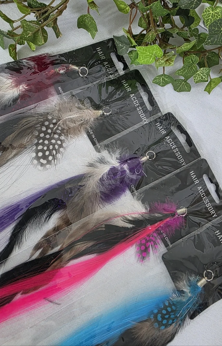 5 Feather Hair Extensions Color Strips Highlights Clip In Feathers